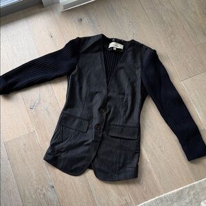 Navy Pinstripe Knit-Sleeve Blazer new Paul Smith 42 Italy